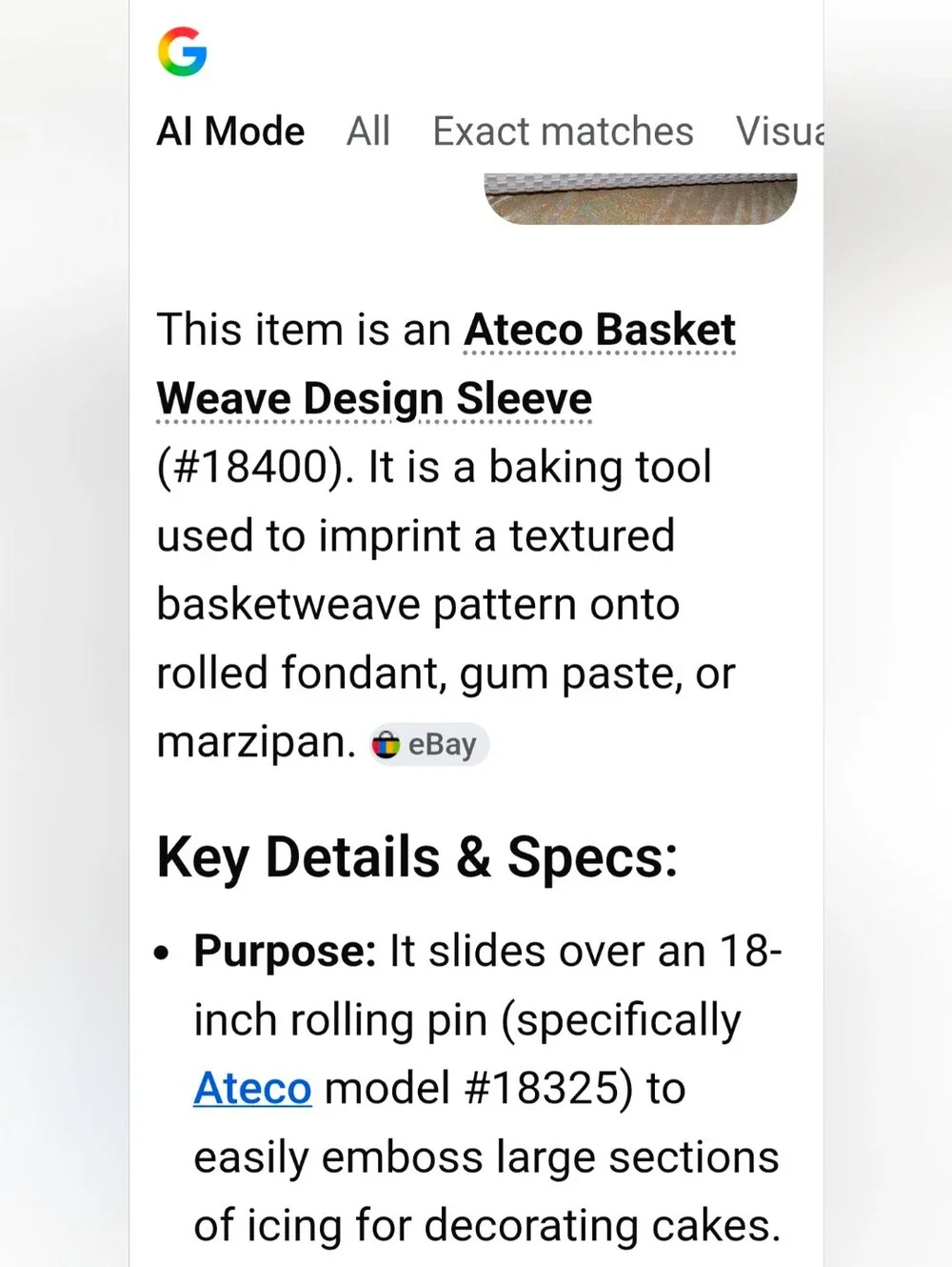 Ateco Basket Weave Design Sleeve NEW